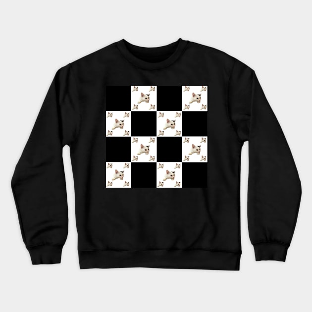 cat black and white pattern Crewneck Sweatshirt by always.lazy